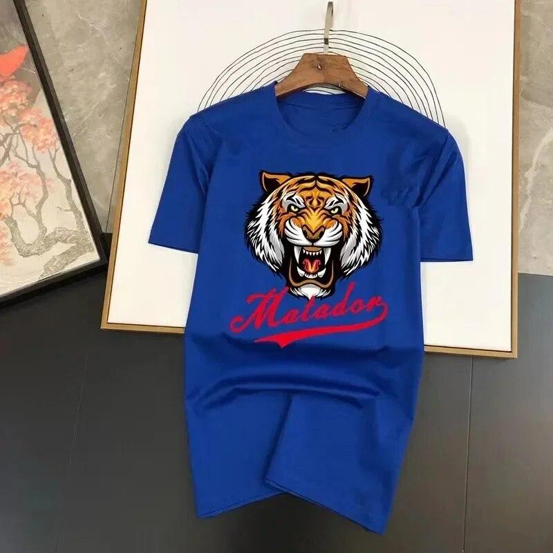 Summer Fashion Cotton Unisex T-Shirt Funny Tiger Graphics Print T Shirt High Quality Short Streetwear Women Plus Size Tees Y2k Tops Unisex