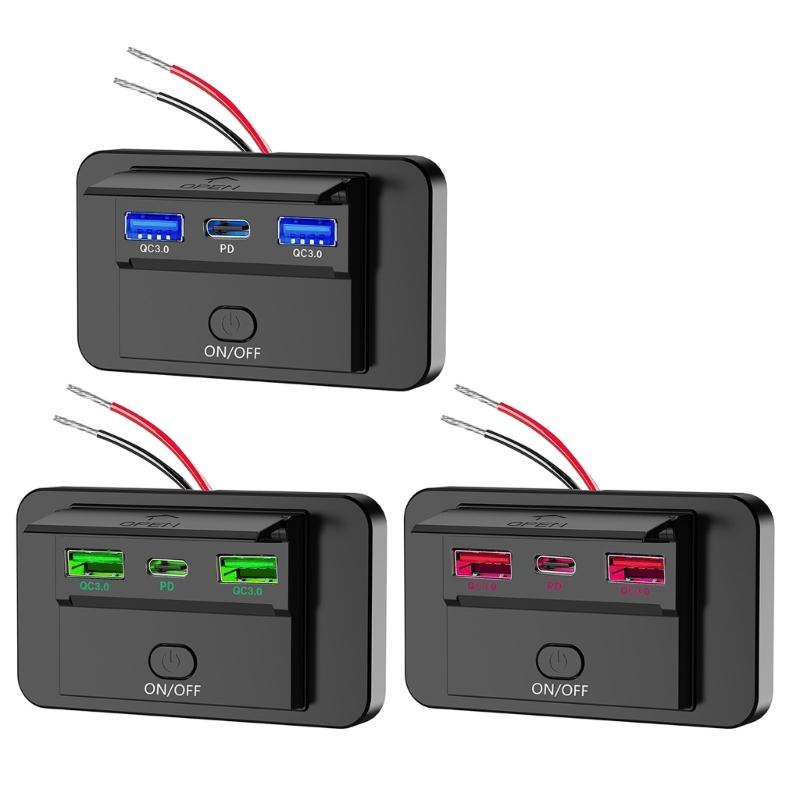 H12V/24V Сверхмощный 3-портовый PD USB адаптер автомобильного зарядного устройства, Быстрая зарядка для легковых автомобилей, автодомов, грузовиков, Эффективное электропитание