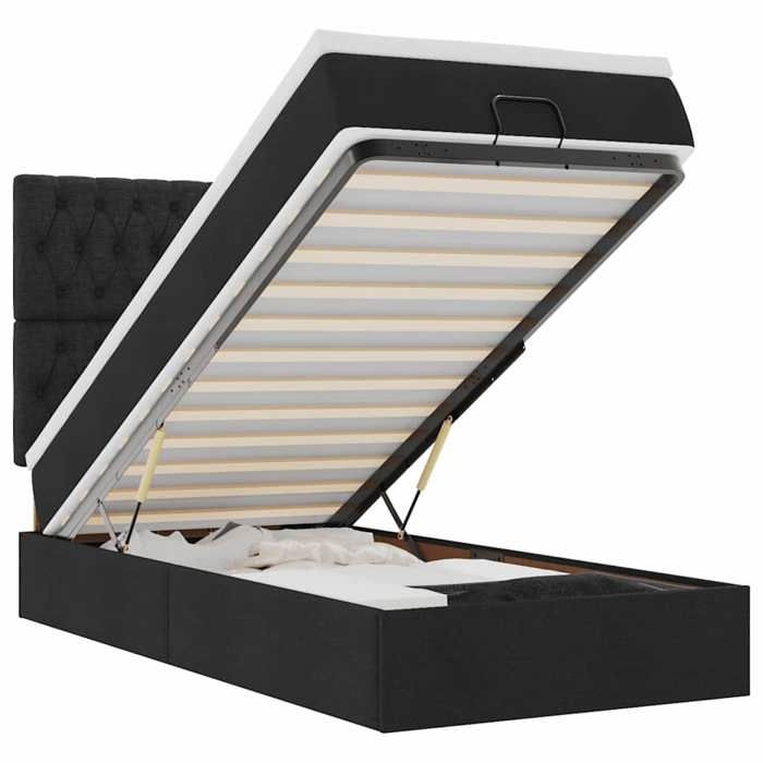 Maison Exclusive - Lit ottoman avec matelas noir 90x200 cm tissu