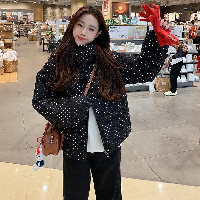 Новая осенне-зимняя короткая хлопковая одежда женская свободная модная с воротником-стойкой утолщенная теплая женская хлопковая куртка прилив