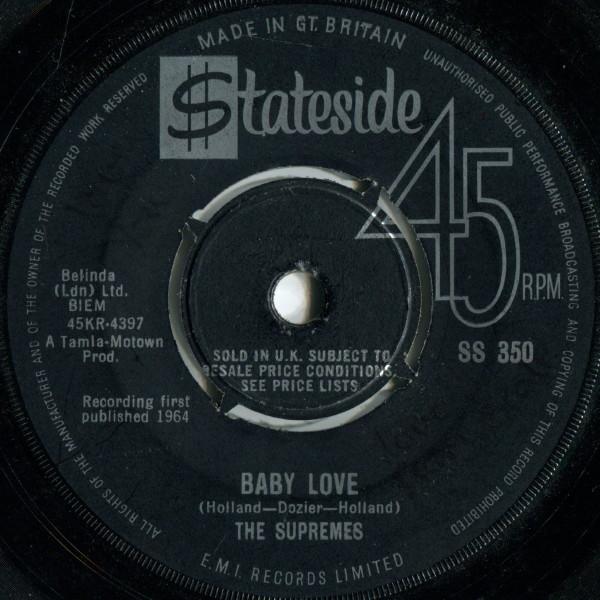 7-дюймовая пластинка SUPREMES - Baby Love SS350 Stateside 1964 UK Soul/Funk б/у