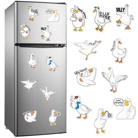 12 шт. Магнит на холодильник "Глупый гусь" для дома, офиса, кухни, шкафчика, холодильника, ПВХ, водонепроницаемый, мультяшный