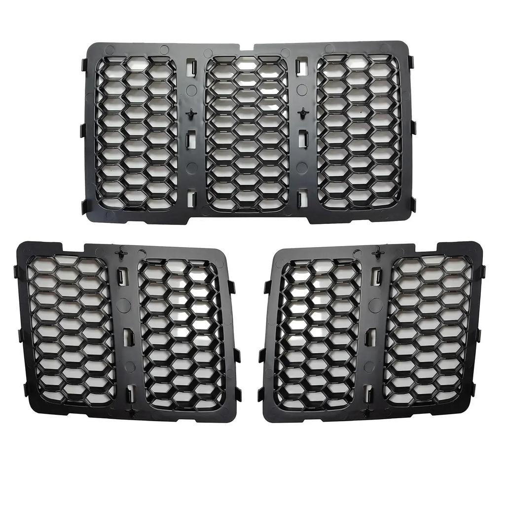 Car Front Grille Insert Grill Cover Trim 3PCS ABS Front Insert Honeycomb Grille Grill Mesh For Jeep Grand Cherokee 2014-2016