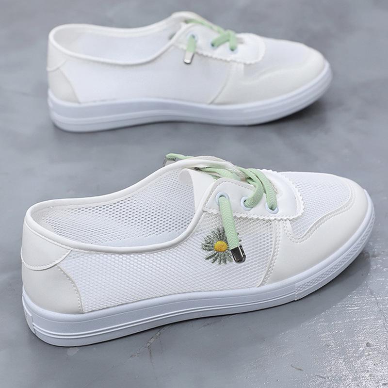 Модные женские белые сетчатые кроссовки 2025 года — удобная, дышащая, низкая летняя обувь