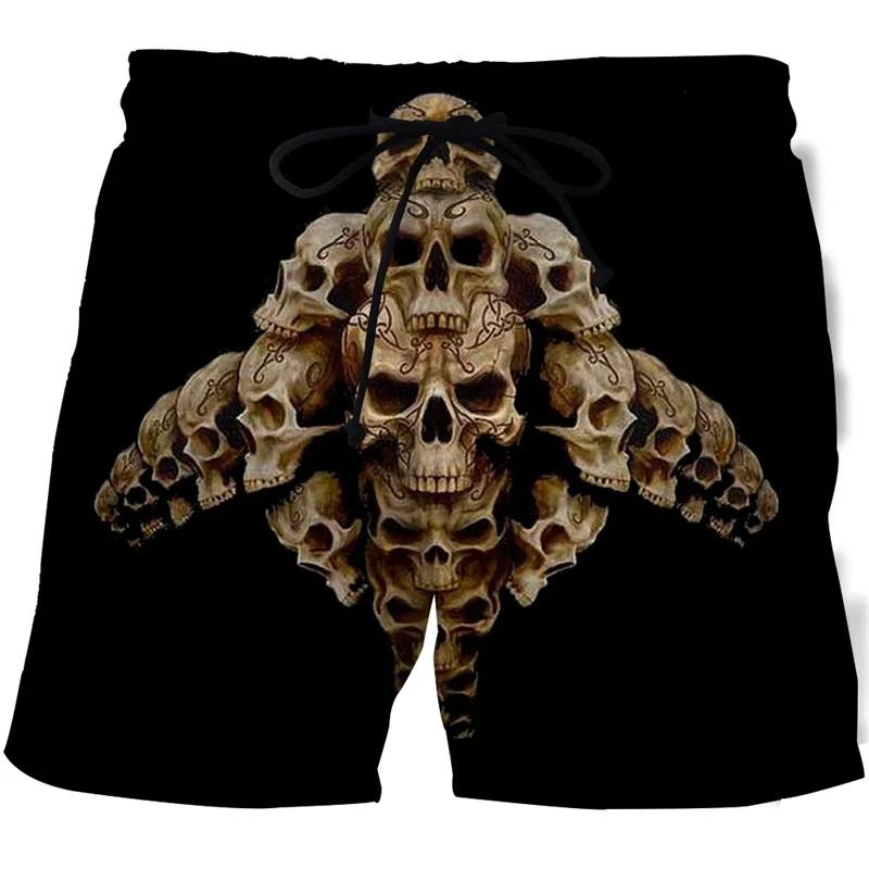 Skull Ghost Horror Skeleton Dark Boxing Shorts Pants 3D Print Fighting Training Unisex Men Women Quick Dry Fitness Gym Sport Workout Casual Streetwear