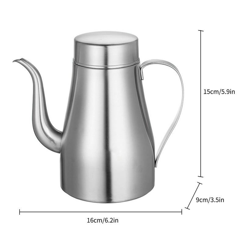 Контейнер для масла для готовки из нержавеющей стали, не капающий контейнер для масла 13 унций, дозатор масла пищевого класса, многофункциональная масленка для оливкового масла