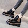 Pu Leather Platform Loafers Woman  British Style Thick Heels Oxfords Shoes Women Lace-up  College Gothic Shoes Mujer Q04