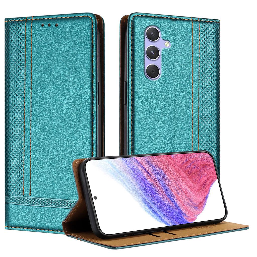For Samsung Galaxy A54 5G Case L-Shaped Grid Pattern Leather Stand Phone Cover with Card Slots