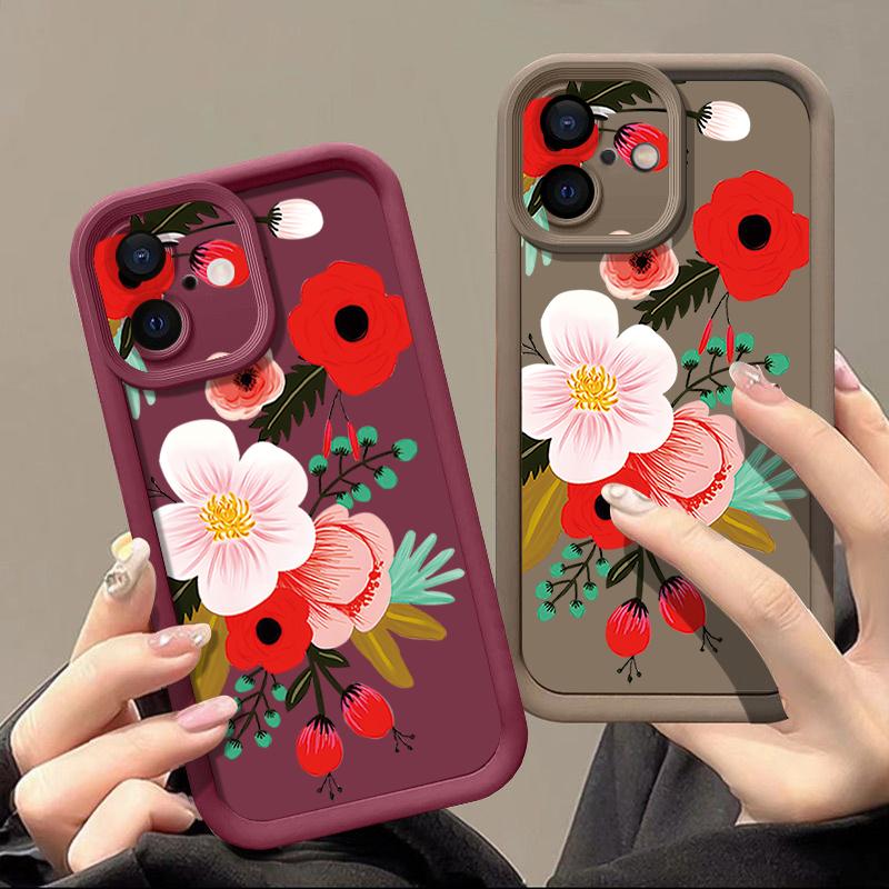 Чехол для iPhone 16 с мультяшным цветочным узором, противоударный, из ТПУ, силиконовый, мягкий чехол для iPhone 13 14 15 Pro Max 12 11 iPhone 16 Pro Max Funda