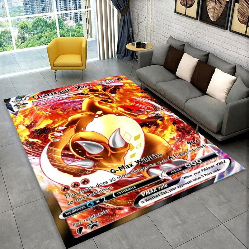 Cartoon Charizard Pokemon Non-Slip Area Rug for Living Room,Bedroom,Playroom,Soft Carpet Floor Mat Home Decor Rug Kids Room