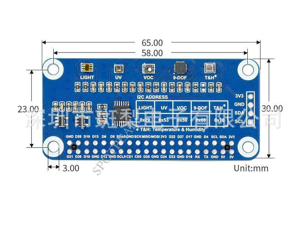 Модуль расширения датчиков окружающей среды для Raspberry Pi