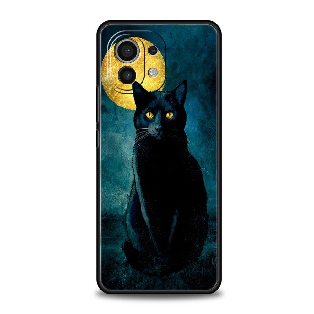 Чехол для телефона для Xiaomi Mi 15 14 14T 13T 12T Pro 12 13 11 Lite 5G 11T X6 X5 Pro Мягкий ТПУ Чехол Черный Кот