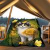 1pc Cat, Flowers Outdoor Personalized Flannel Blanket, Soft, Lightweight Personalized Flannel Blanket, Digital Printing,