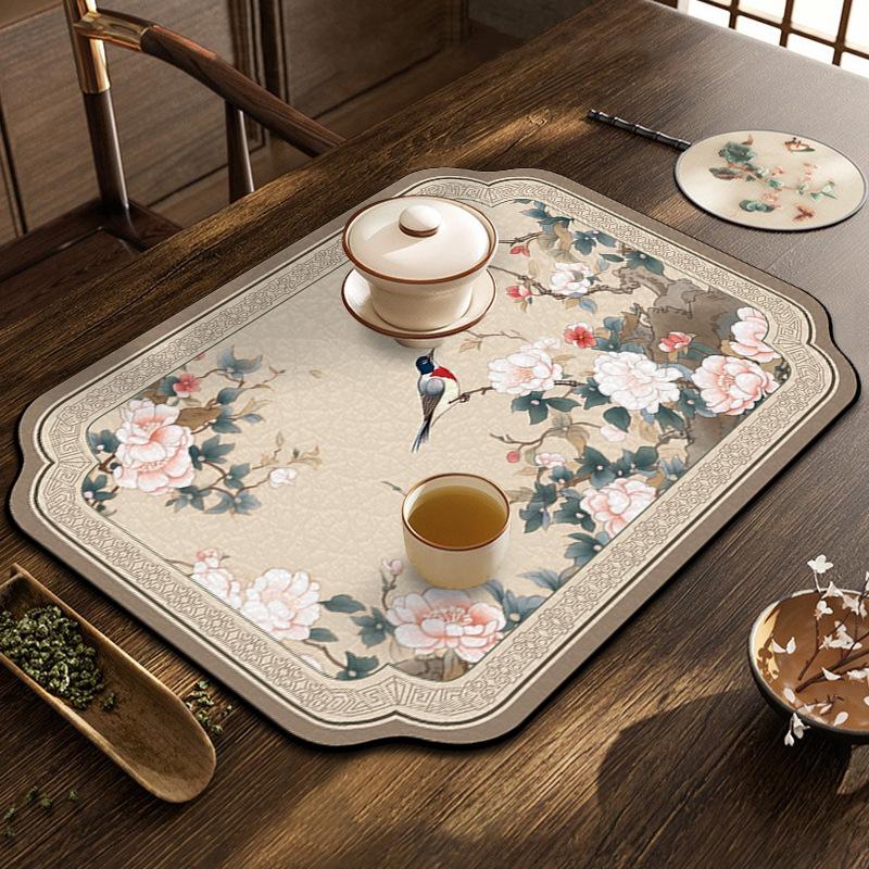 Vintage Leather Placemat PVC Absorbent Mat Insulated Table Bowl Mat Non-slip Drain Mat Kitchen Bar Water Cup Table Mat