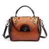 Johnature Retro Embossed First Layer Cow Leather Women Bag Handmade Floral Hasp Handbag Leisure Shoulder Messenger Bags