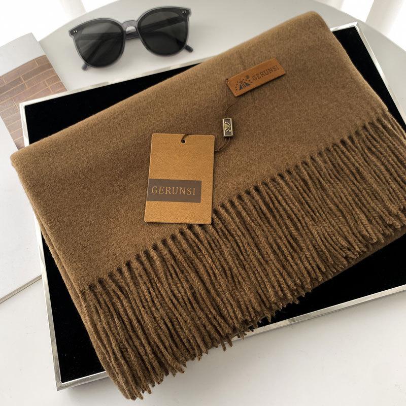Cashmere Hand Feel Autumn And Winter Solid Color Scarf Women'S Thick Tassel Simple And Versatile Soft And Warm Imitation Cashmere Shawl