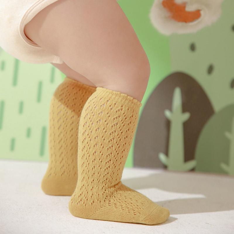 Детские сетчатые носки, однотонные детские носки средней длины