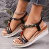 New Bohemian Style Wedge Heel Sandals for All Seasons Women's Fashion Casual Thick-Soled Shoes