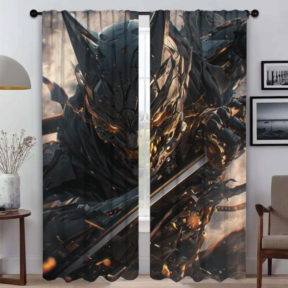 Ghost Warrior Anti-mosquito Curtains for Living Room Partition Shades Halloween Decoration Tulle for Bedroom Blackout Curtain