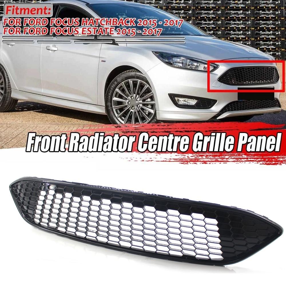 Черная сотовая сетка Golssy, гоночные грили переднего бампера, верхняя центральная решетка, панель, решетка для Ford Focus MK3 ST LINE 2015 2016