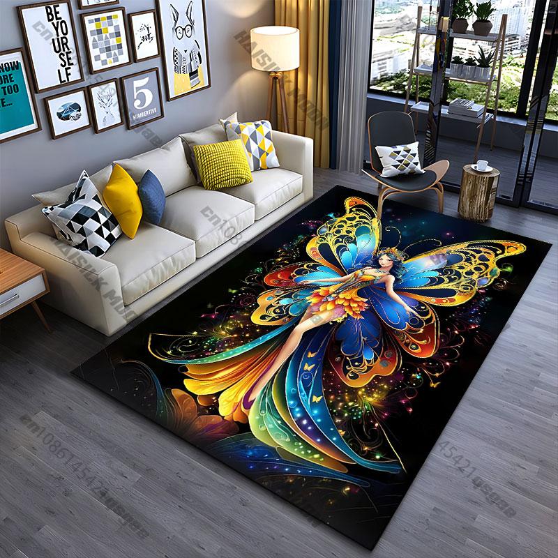 Majestic colorful butterfly fairy carpet Yoga living room room decor children's crawling mat doormat area rug games mat