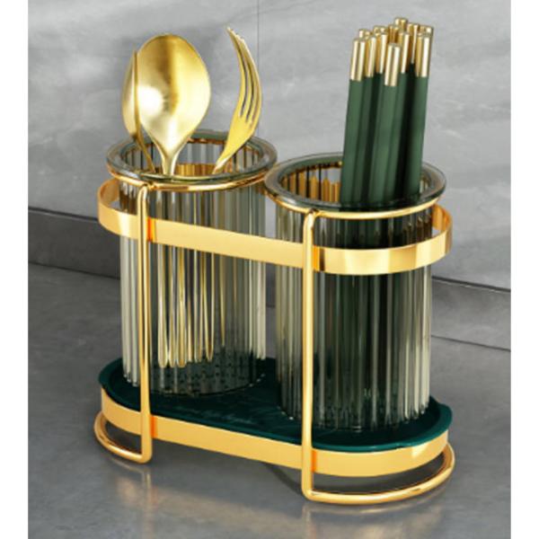 Легкий держатель для столовых приборов Arbol Premium Luxury Emerald Gold, 1 предмет, золотисто-зеленый, популярная корейская посуда