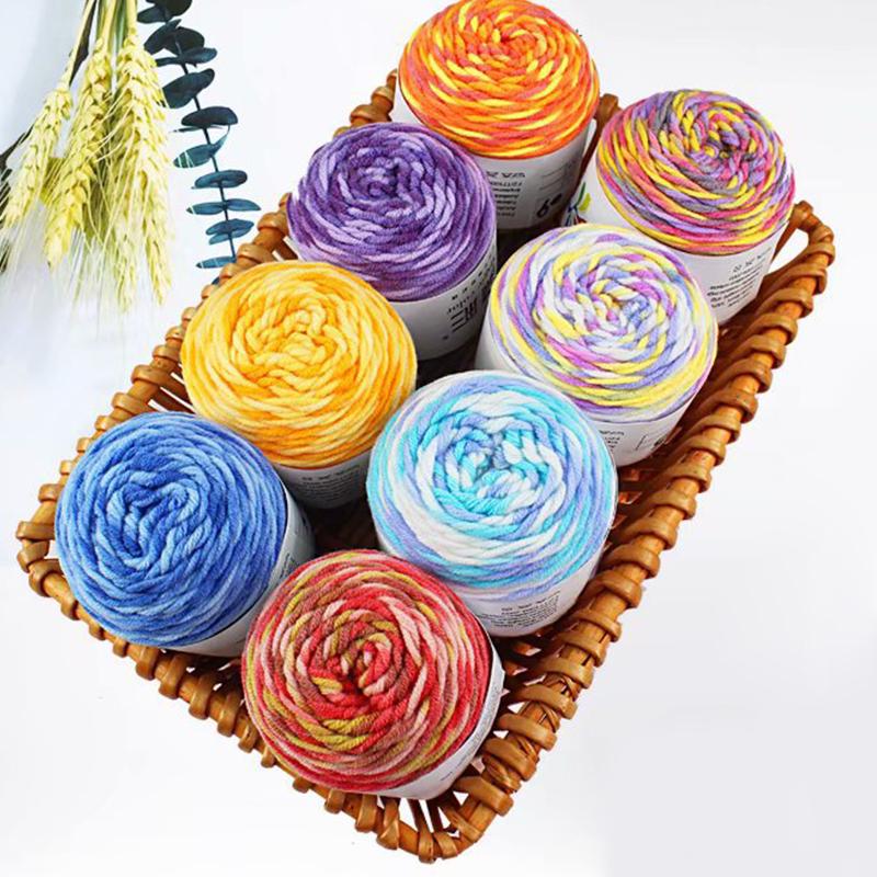 50 г/моток Взрослый шарф Разноцветное секционное крашение 8 нитей Хлопковая пряжа Пряжа Сделай сам Ручное вязание