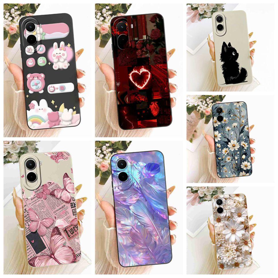 Silicone Case For Xiaomi Poco M7 4G Case Cute Cat Flowers Soft Slim Phone Cases For Xiaomi Poco M7 PocoM7 4G Cover Bumper
