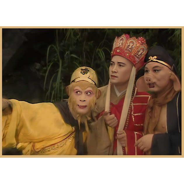 Ретро-постер из крафт-бумаги - 1986 Путешествие на Запад: Сунь Укун, Чжу Бацзе, Тан Саньцзан, Лю Сяо Лин Тун