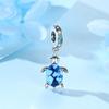 Новинка 2023 года, подвески из стерлингового серебра 925 пробы, бусины, оригинальные черепахи-хамелеоны, синие кристаллы, подходят для браслетов Pandora, ювелирные изделия своими руками для женщин