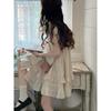 Summer Lolita Kawaii Mini Dress Women Flying Sleeve Japanese Sweet Cute Dress Female Korean Style Ruched Fairy Dress 2023 New