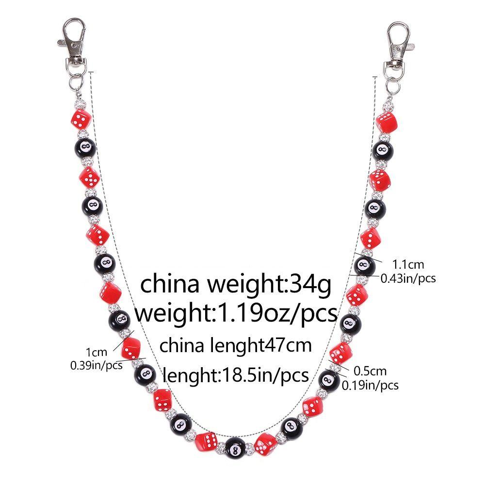 Billiard Ball Metal Pants Chain Zinc Zinc Zinc Alloy Punk Belt Chain Fashion Colorful Dice Waist Chain Male