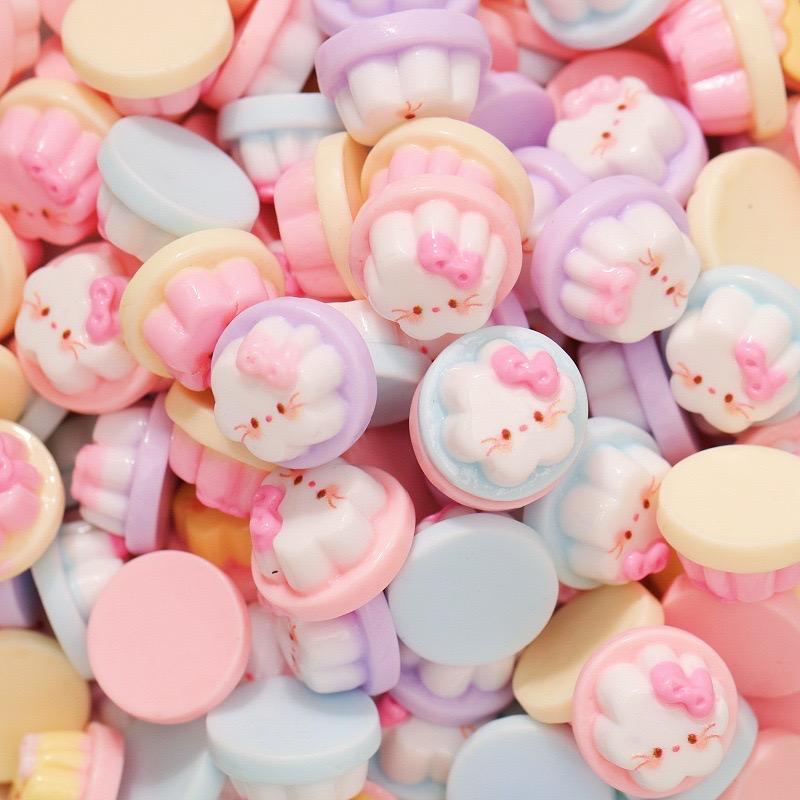 20 Pcs New Resin Cute Cartoon Kitten Pudding Flat Bottom Scrapbook Diy Jewelry Gift Bow Knot Decorate Hairpin Accessories A22