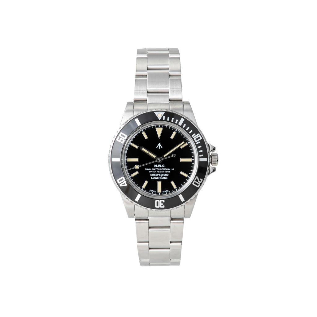 Naval Watch Produced By LOWERCASE FRXE001 Sweep Second Diver 3 links Metal band Sec.hands S/S
