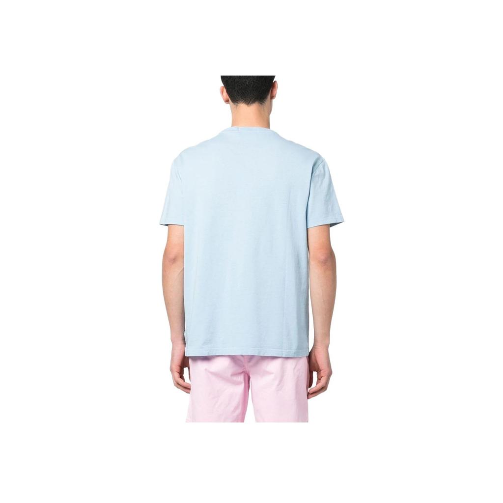 Polo Ralph Lauren Ss23 Однотонная футболка с вышивкой логотипа, с круглым вырезом и короткими рукавами, мужская футболка, светло-голубая 710835756-016