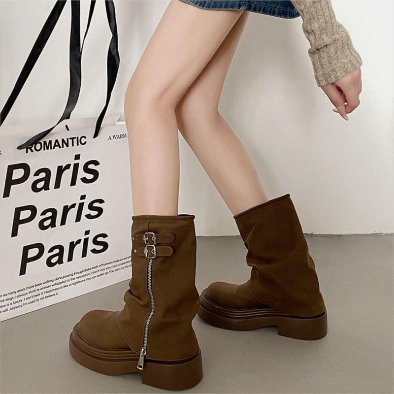 Модная женская ретро британская платформа ботинки Женские новые осенние стройнящие короткие ботинки P826