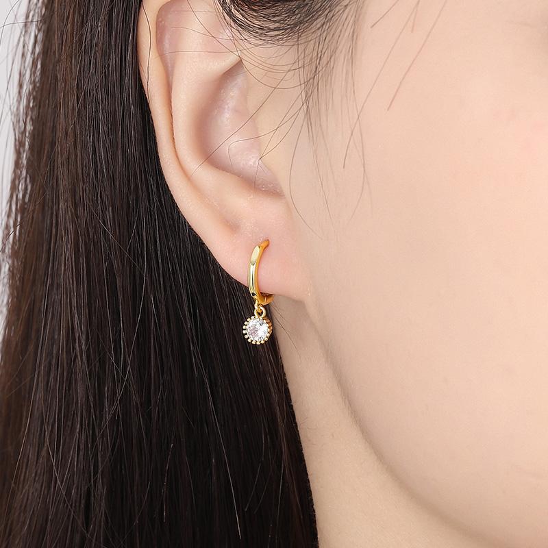 ANENJERY Цирконовые серьги-кольца с подвеской, женские простые золотые французские серьги оптом