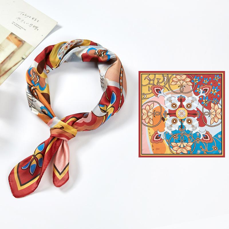 Маленький квадратный шарф, женский весенний новый шелковый атласный шелковый шарф с принтом, шаль на шею, подарок, мода