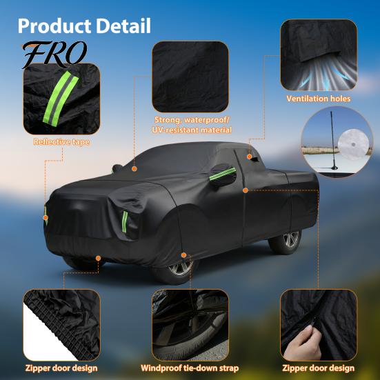 Waterproof Car Cover for Automobiles, All Weather UV Protection Outdoor Full Exterior Cover, Rain Sun Snow Protector with Door Zipper, 242x81x77 inch,