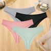 FINETOO 4PCS Cotton Briefs for Lady Sexy Low-Waist Brazilian Panties Female Soft G-String Underwear T-Back Solid Lingerie Bikini