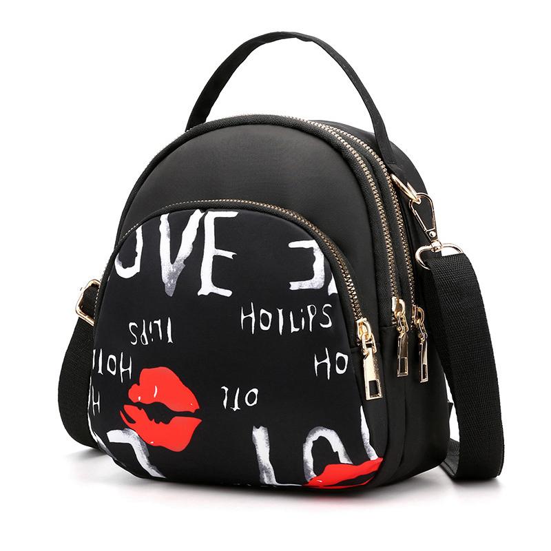 Trendy New Nylon Backpack For Women Multifunction Shoulder Crossbody Bag Printing Waterproof Rucksack Travel Lady Pack