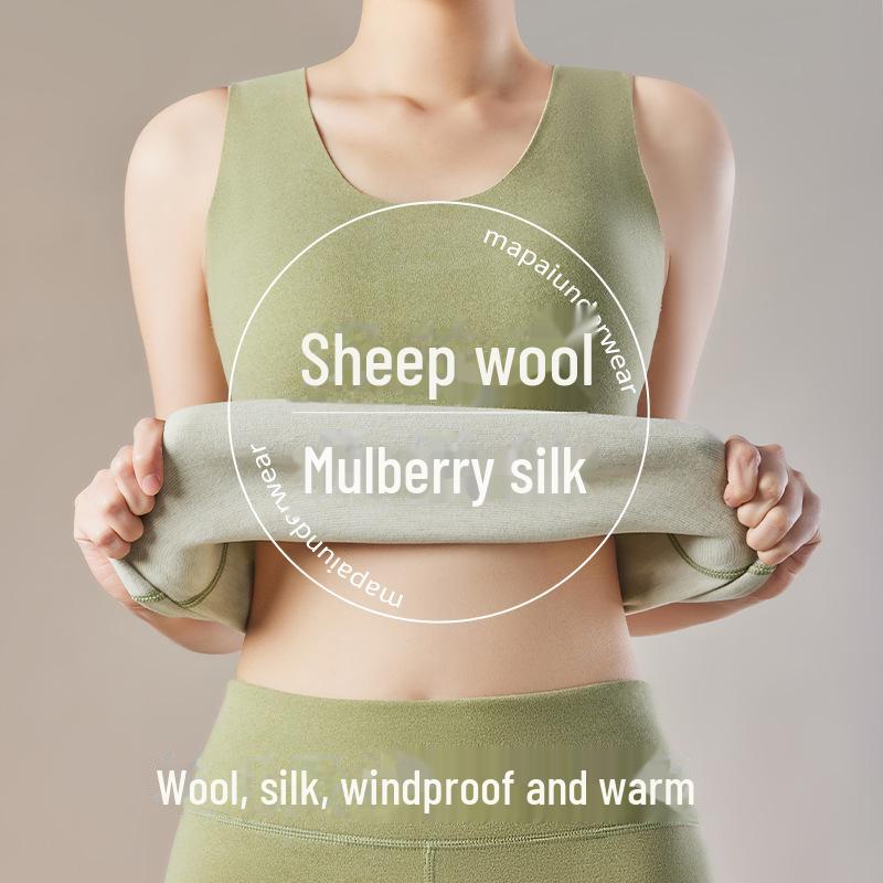 Women's Seamless Cashmere Silk Thermal Vest - Thick Velvet Warm Base Layer In Large Size