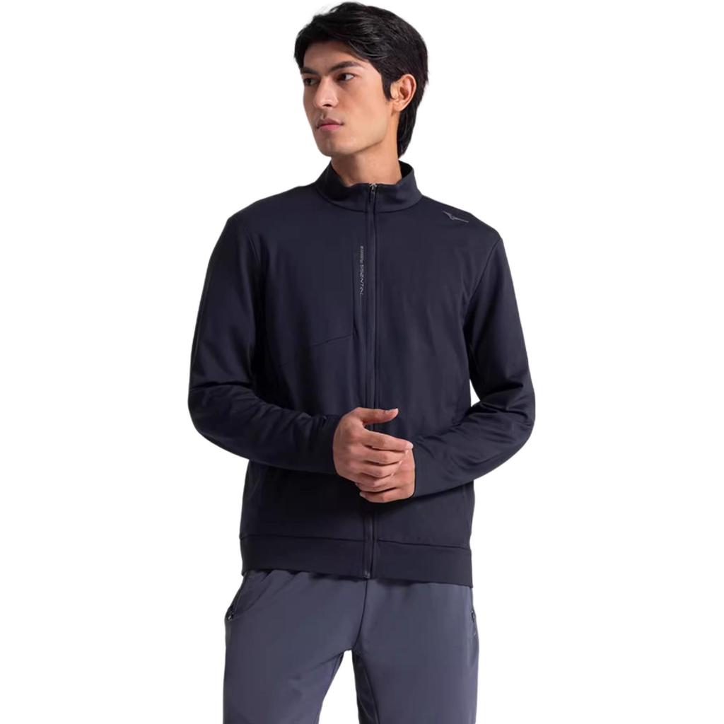 Mizuno Essential Series Solid Color Breathable Stand Collar Windproof Knitted Long Sleeve Jacket Men Jackets Midnight-Blue K2CC41A4