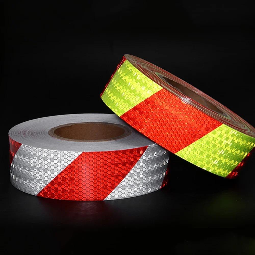 1 Roll Shining Reflective Safety Warning Tape - Self Adhesive Twill Printing, High Visibility for Car, Auto Safety Accessory