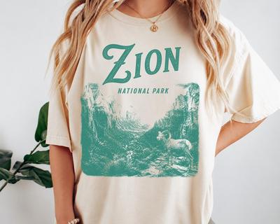 Zion National Park Mens Kids T Shirt, Utah Canyon Landscape Tee, Comfort Colors Sandstone Cliffs