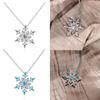 Women Frozen Snowflake Necklace Silver Plated Rhinestone Crystal Pendant Chain Christmas Gift