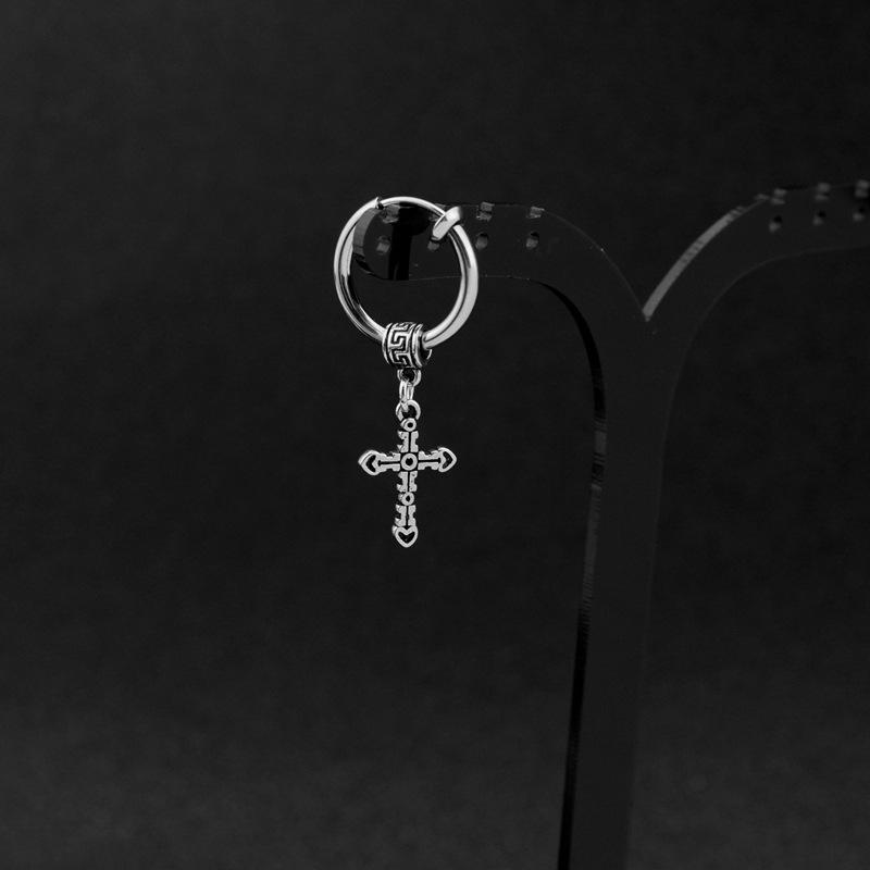 Gothic Black Pendants Cross Earrings for Teens Single Earing Crosses Medical Surgical Steel Piercing One Ear Ring Cool Stuff