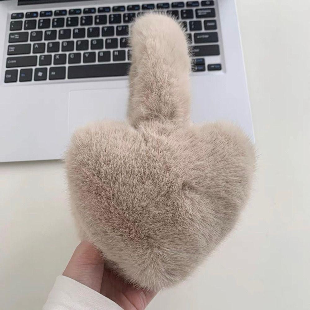 Solid Color Love Heart Plush Earmuffs Thicken Women Ear Cover Soft Winter Earflap Student