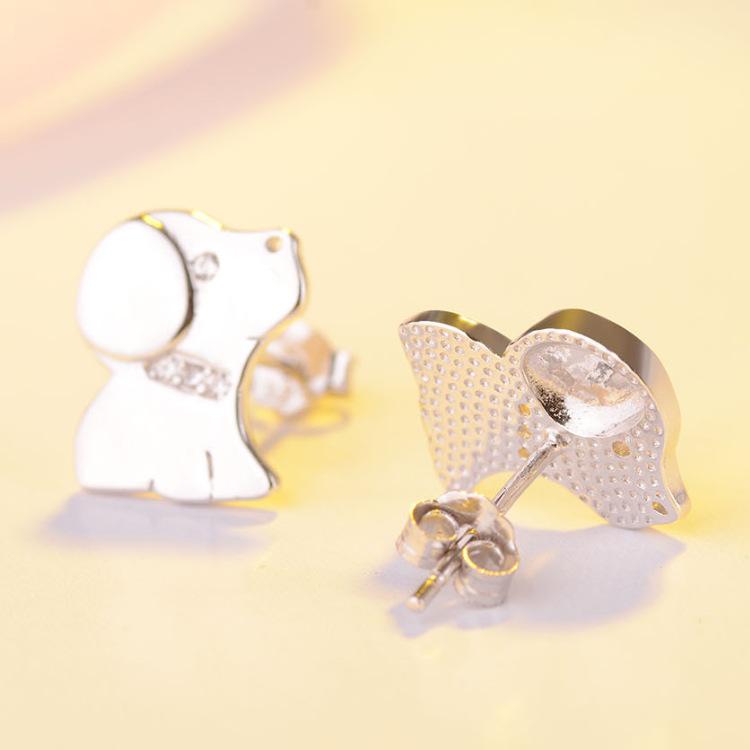 Серьги-гвоздики из стерлингового серебра S925 для женщин, милые серьги-гвоздики в виде щенка со знаком зодиака, простые мультяшные корейские серебряные украшения