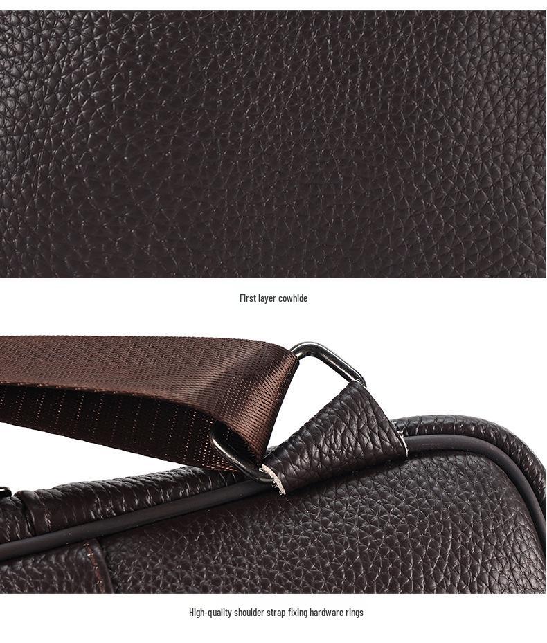 2024 Men's Genuine Leather Crossbody Chest Bag - Top Layer Cowhide for Outdoors & Business